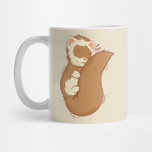cute ferret hugging his long fluffy tail Mug